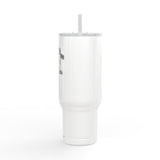 FLAG! 40oz Engraved Tumbler — Travel Mug with Handle, Lid & Straw (Flag Garage Design)