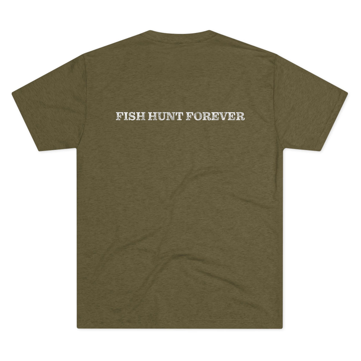 Deer Holding 'EAT MORE WOLF' Graphic Tee — 'FISH HUNT FOREVER' Back Print