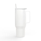 FLAG! 40oz Engraved Tumbler — Travel Mug with Handle, Lid & Straw (Flag Garage Design)