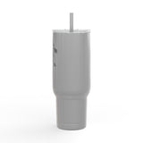 FLAG! 40oz Engraved Tumbler — Travel Mug with Handle, Lid & Straw (Flag Garage Design)