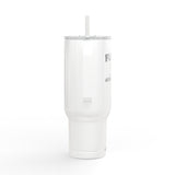 FLAG! 40oz Engraved Tumbler — Travel Mug with Handle, Lid & Straw (Flag Garage Design)